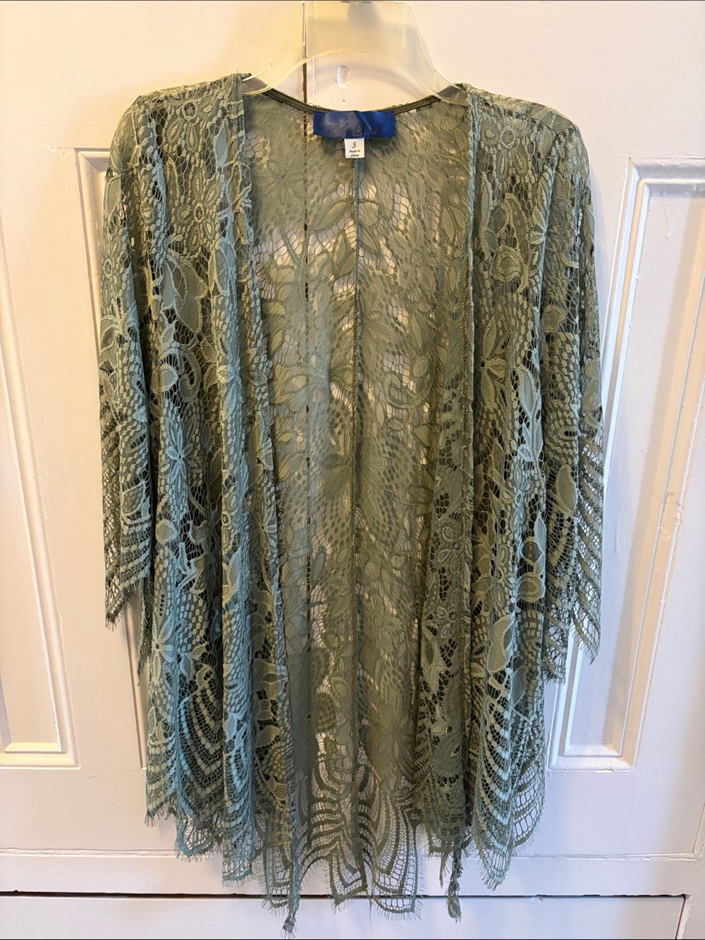 Francesca's Collections Sage Green Lace Kimono